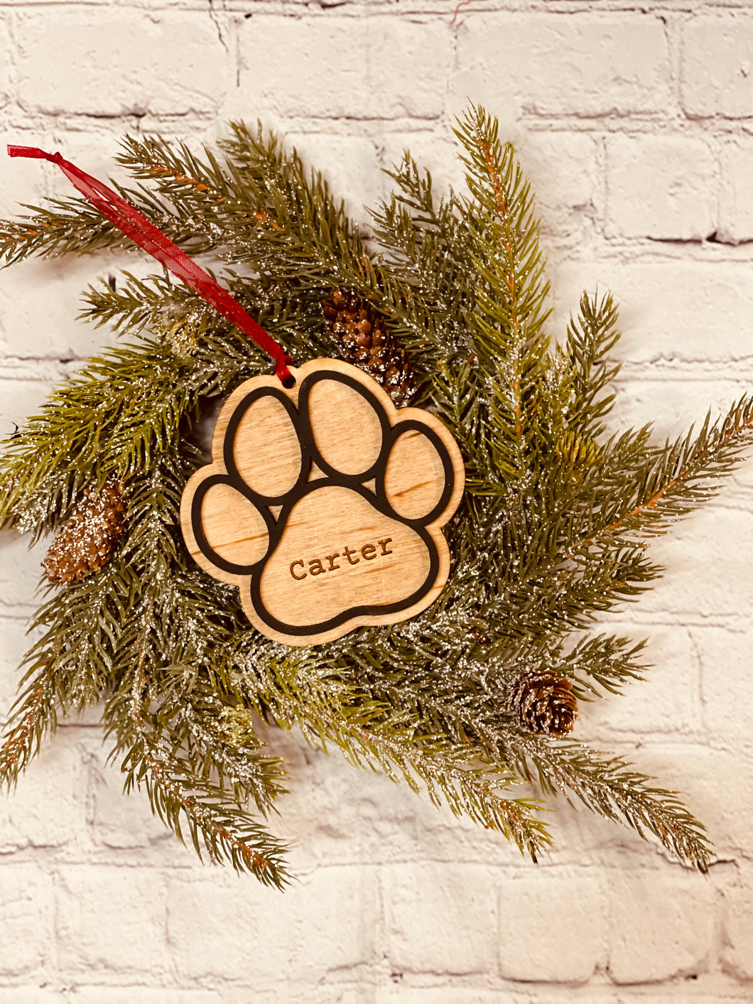 Personalized Paw Print Christmas Ornament