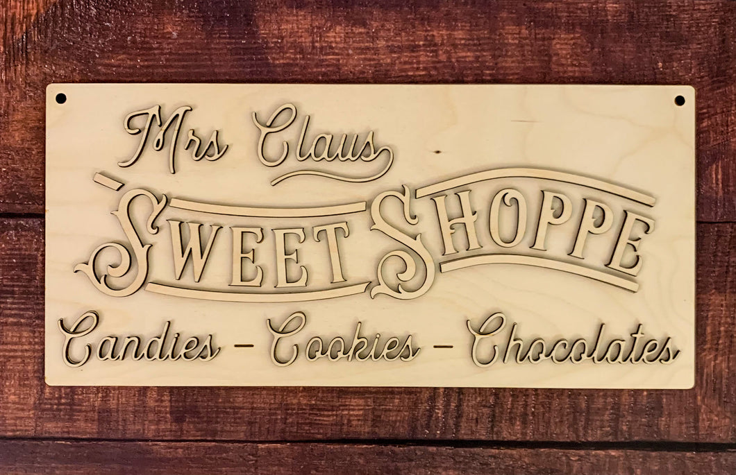 Mrs. Claus Sweet Shoppe Sign - Door Hanger